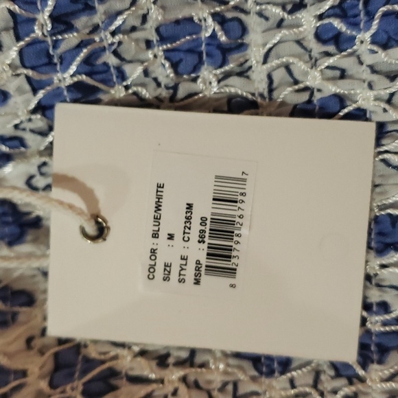 1967- Jennifer & Grace Blue White Floral Smocked Mini Skirt Size M NWT - Picture 8 of 10